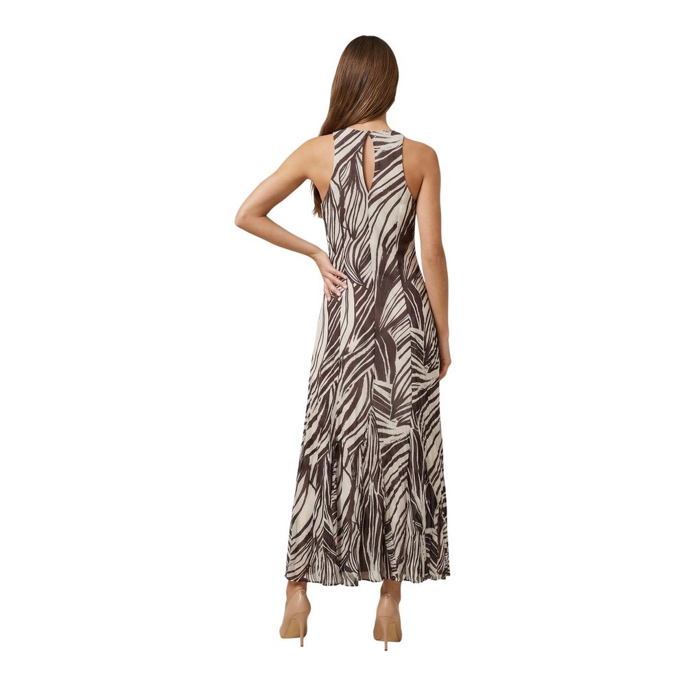 Brown Polyester Long Dress