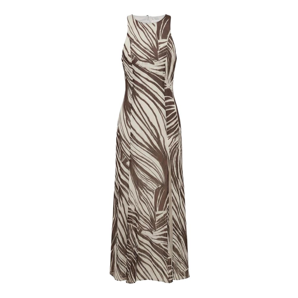 Brown Polyester Long Dress