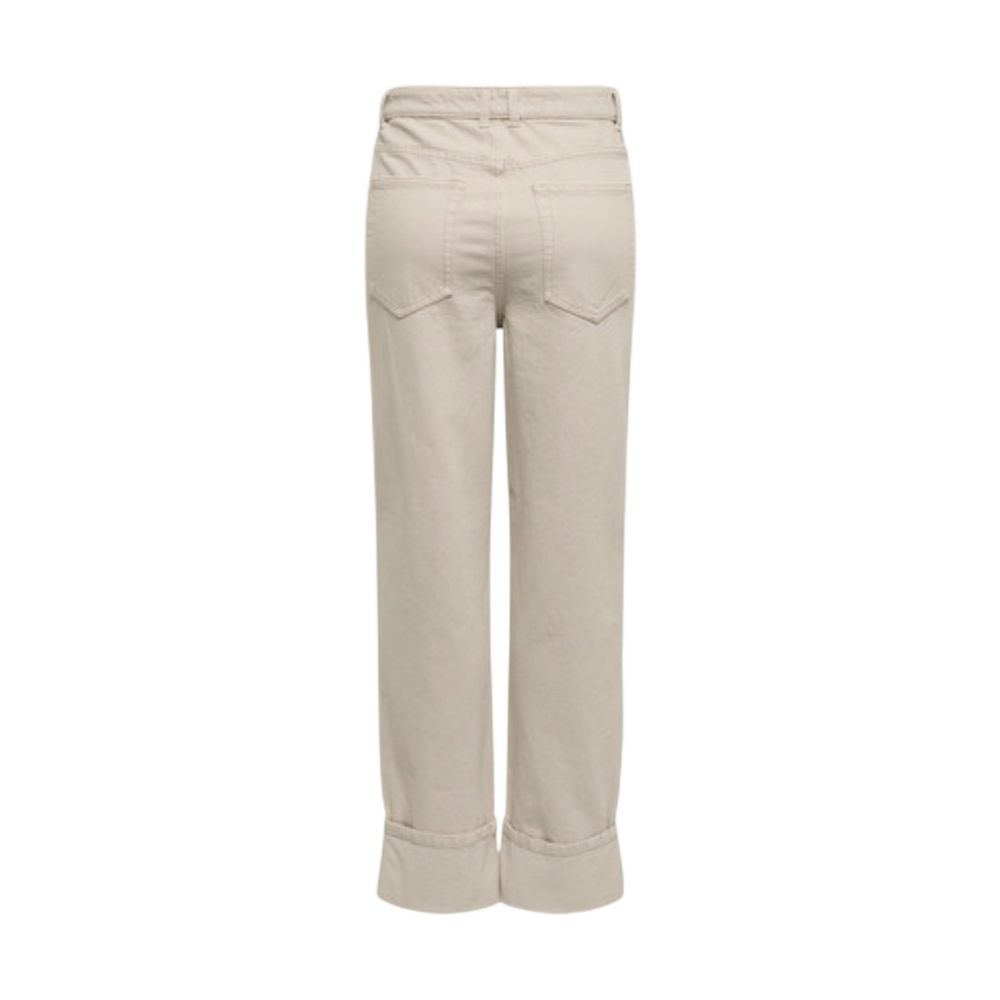 Beige Cotton Mom Jeans