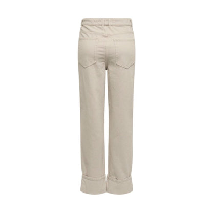 Beige Cotton Mom Jeans