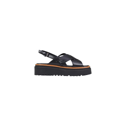 Black Leather Platform Sandals
