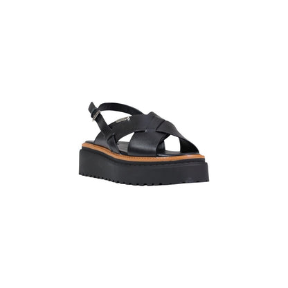 Black Leather Platform Sandals