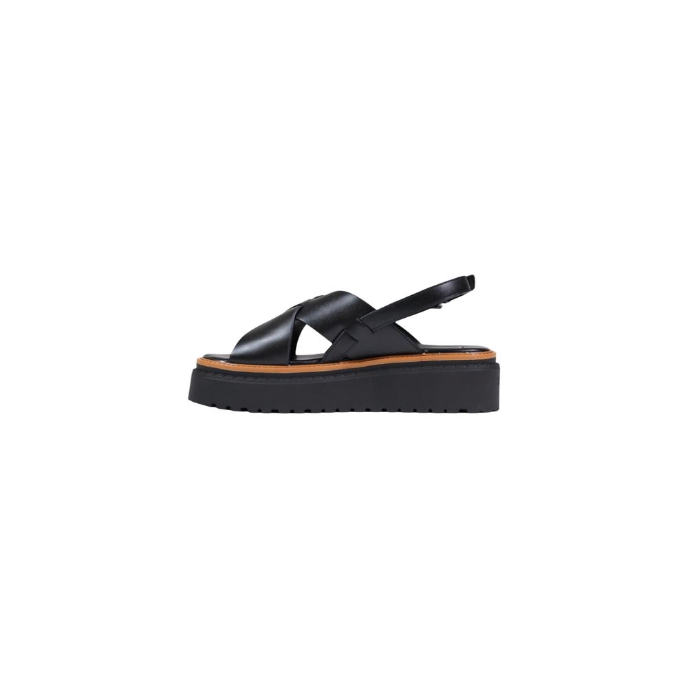Black Leather Platform Sandals