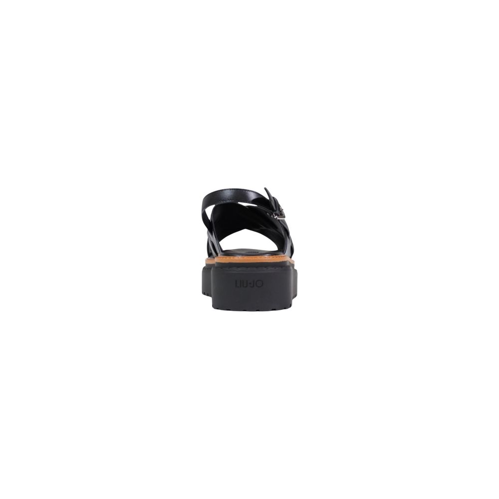 Black Leather Platform Sandals
