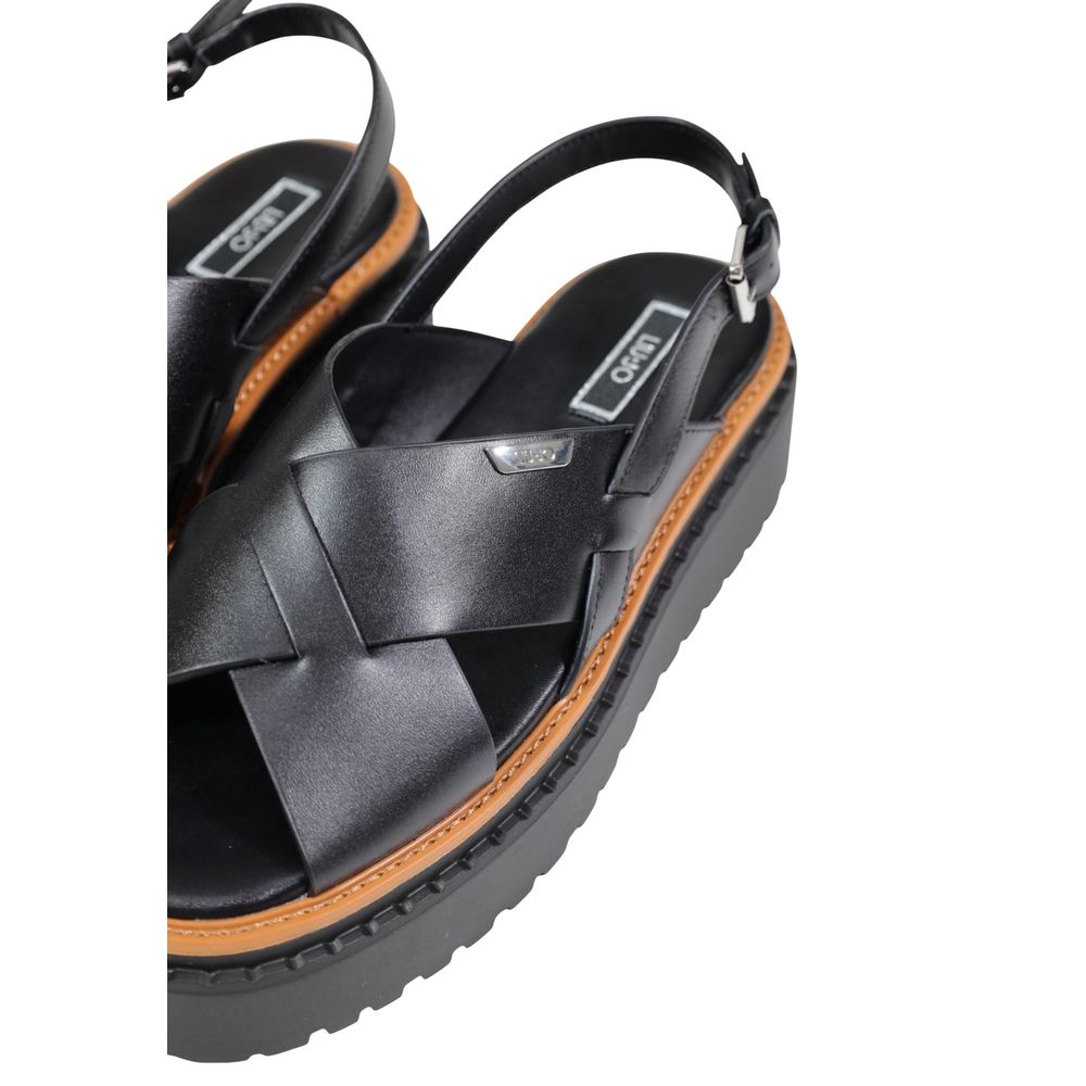 Black Leather Platform Sandals