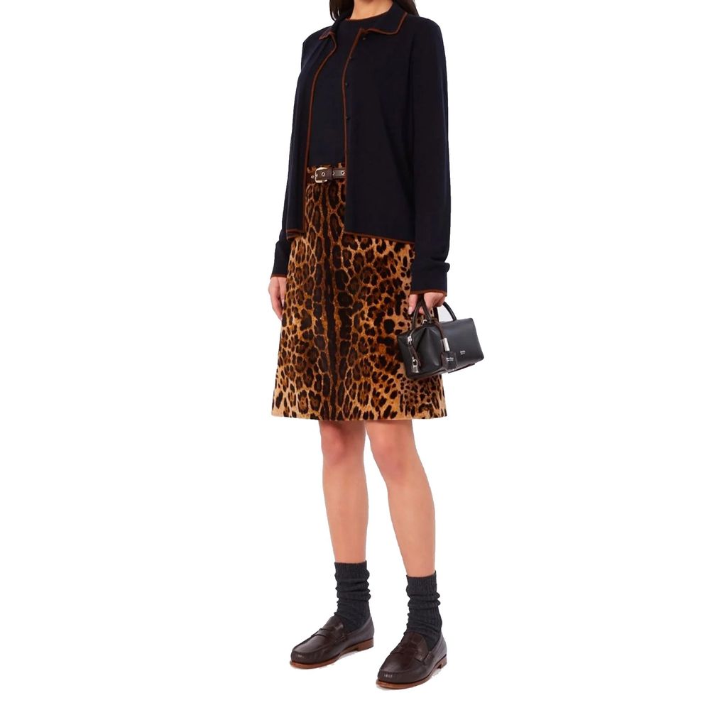 Brown Cotton Midi Skirt