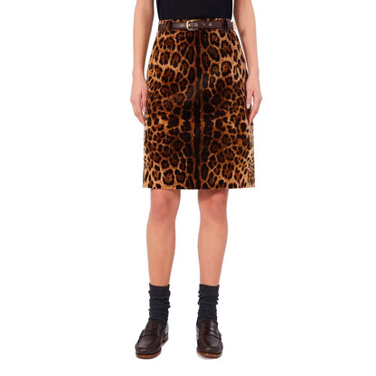 Brown Cotton Midi Skirt