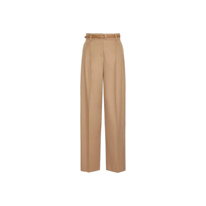 Brown Virgin Wool Casual Pants