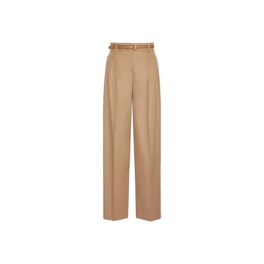 Brown Virgin Wool Casual Pants
