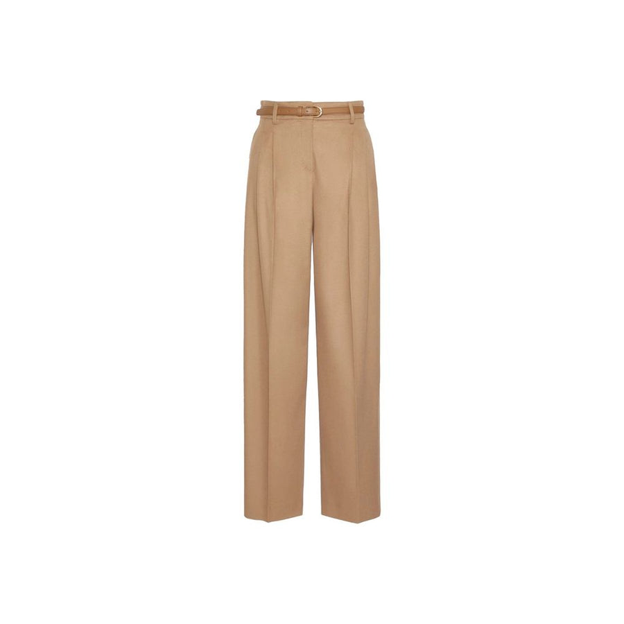 Brown Virgin Wool Casual Pants