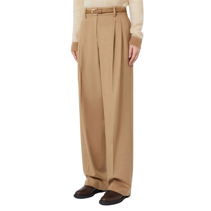 Brown Virgin Wool Casual Pants