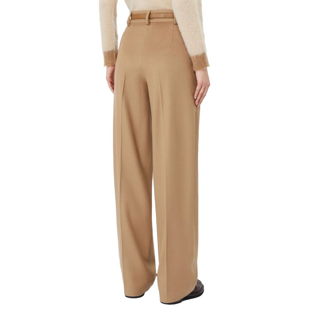 Brown Virgin Wool Casual Pants
