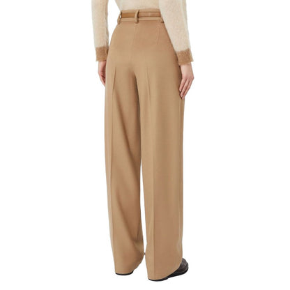 Brown Virgin Wool Casual Pants