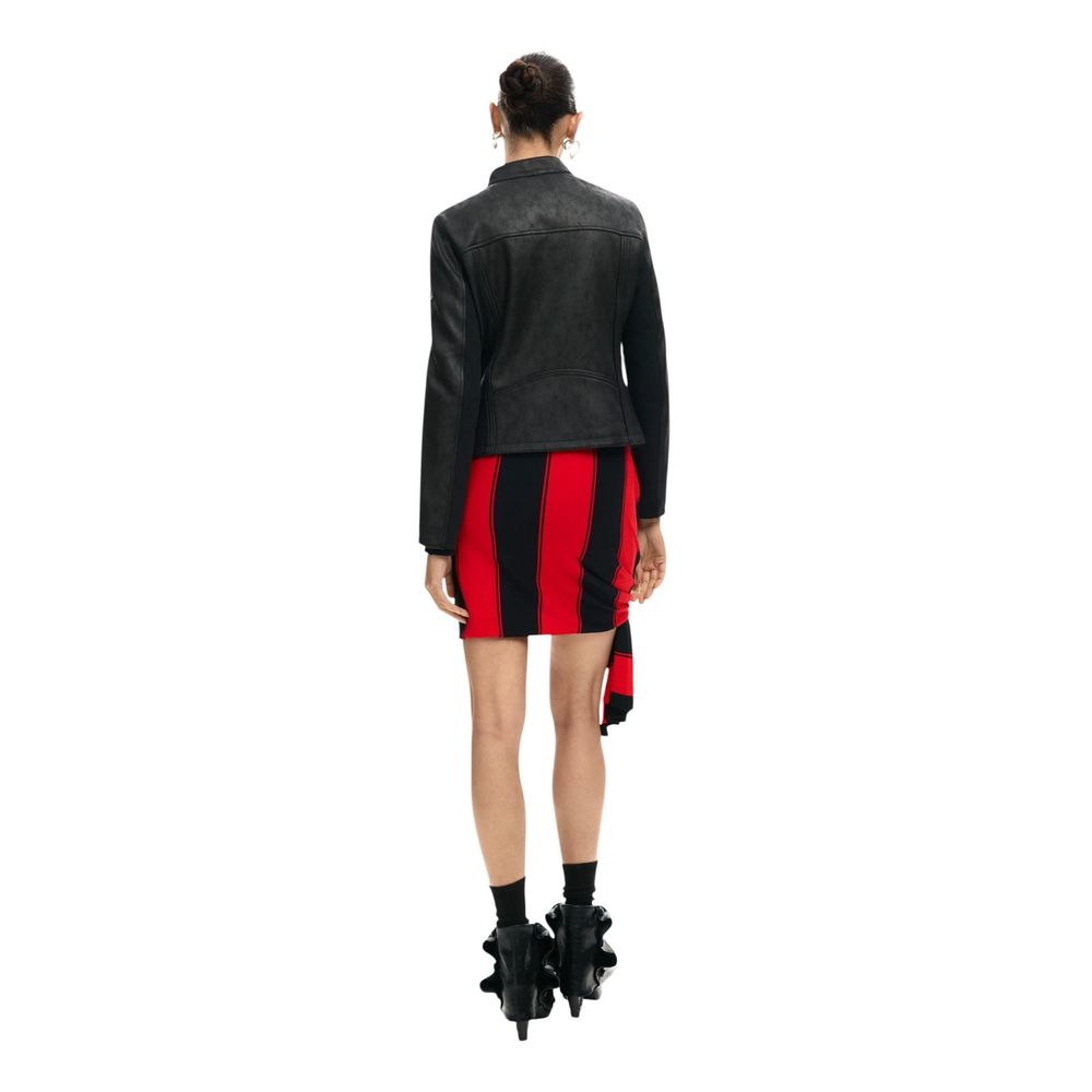 Black Polyester Leather Jacket