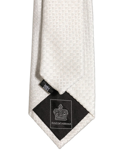 Men Off White Silk Woven Adjustable Tied Necktie Tie