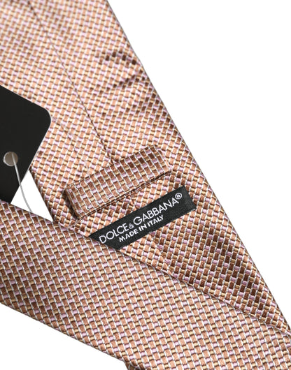 Men Brown Silk Micro Checked Adjustable Tied Necktie Tie