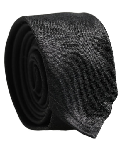 Men Black Satin Silk Classic Adjustable Tied Necktie Tie