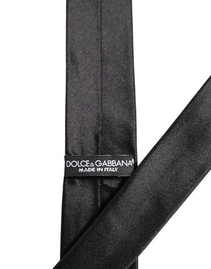 Men Black Satin Silk Classic Adjustable Tied Necktie Tie