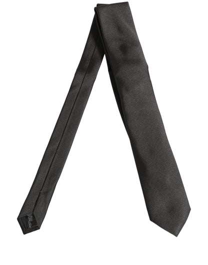 Men Dark Gray Silk Classic Adjustable Tied Necktie Tie