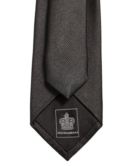 Men Dark Gray Silk Classic Adjustable Tied Necktie Tie