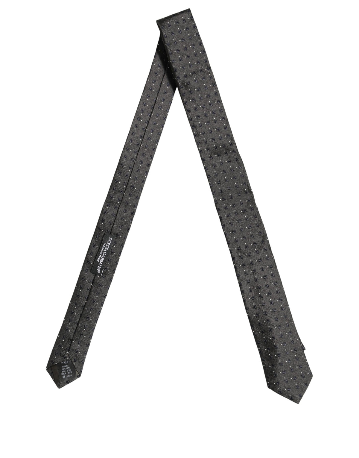 Men Dark Gray Geometric Silk Adjustable Tied Necktie Tie
