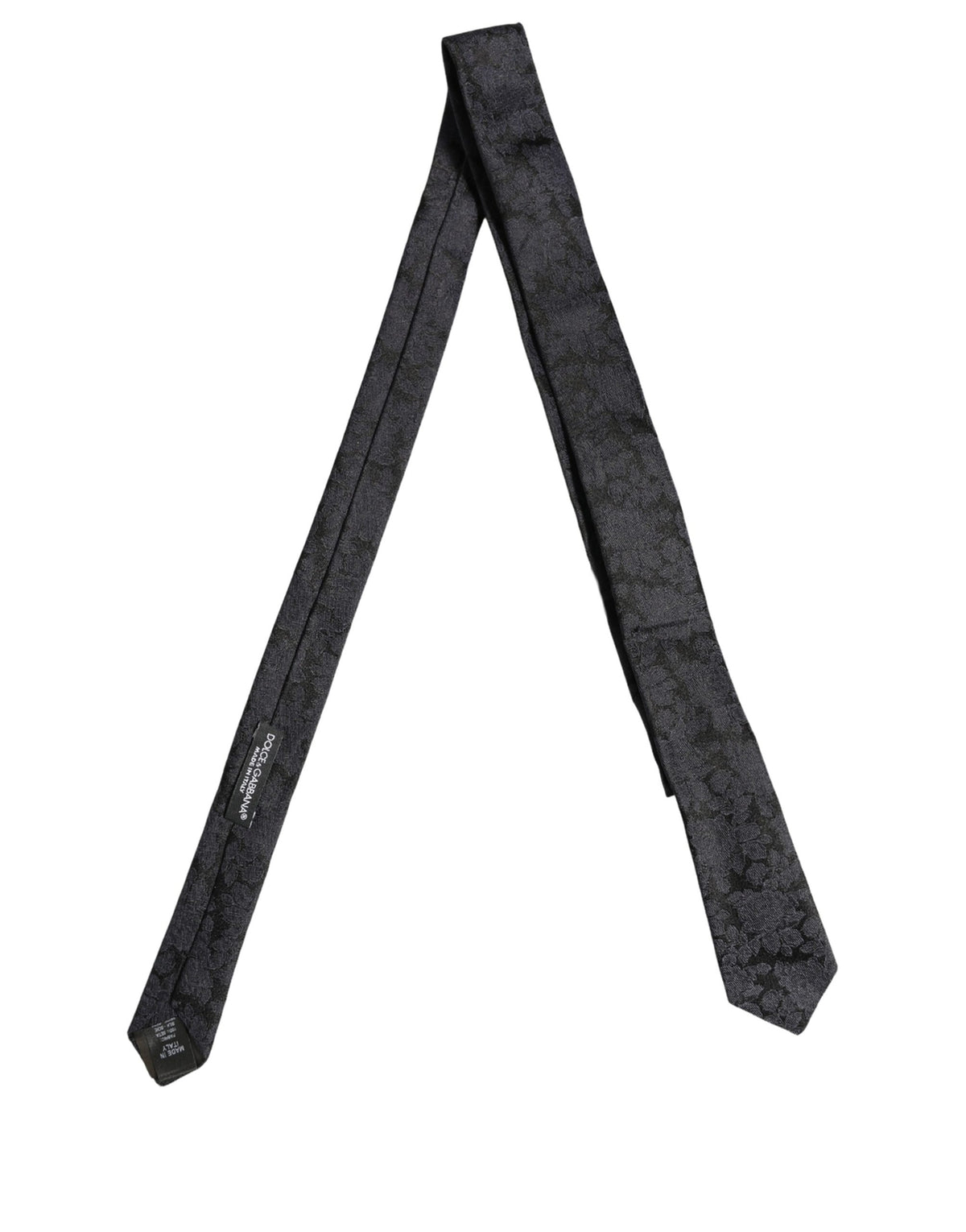 Men Black Floral Jacquard Adjustable Tied Necktie Tie