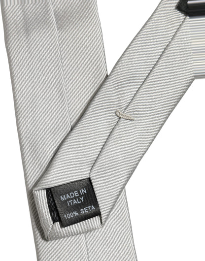 Men Light Gray Textured Silk Adjustable Tied Necktie Tie