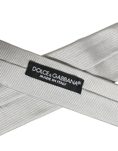 Men Light Gray Textured Silk Adjustable Tied Necktie Tie
