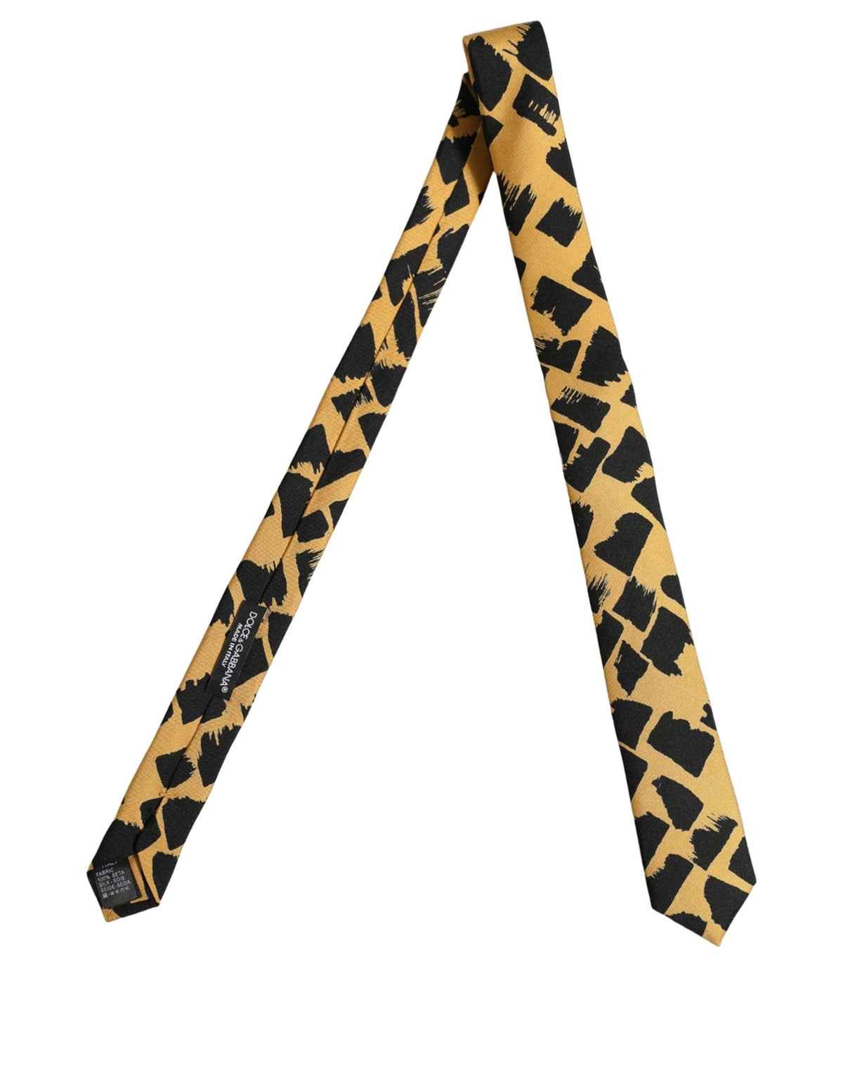 Yellow Black Abstract Silk Adjustable Tied Necktie Tie