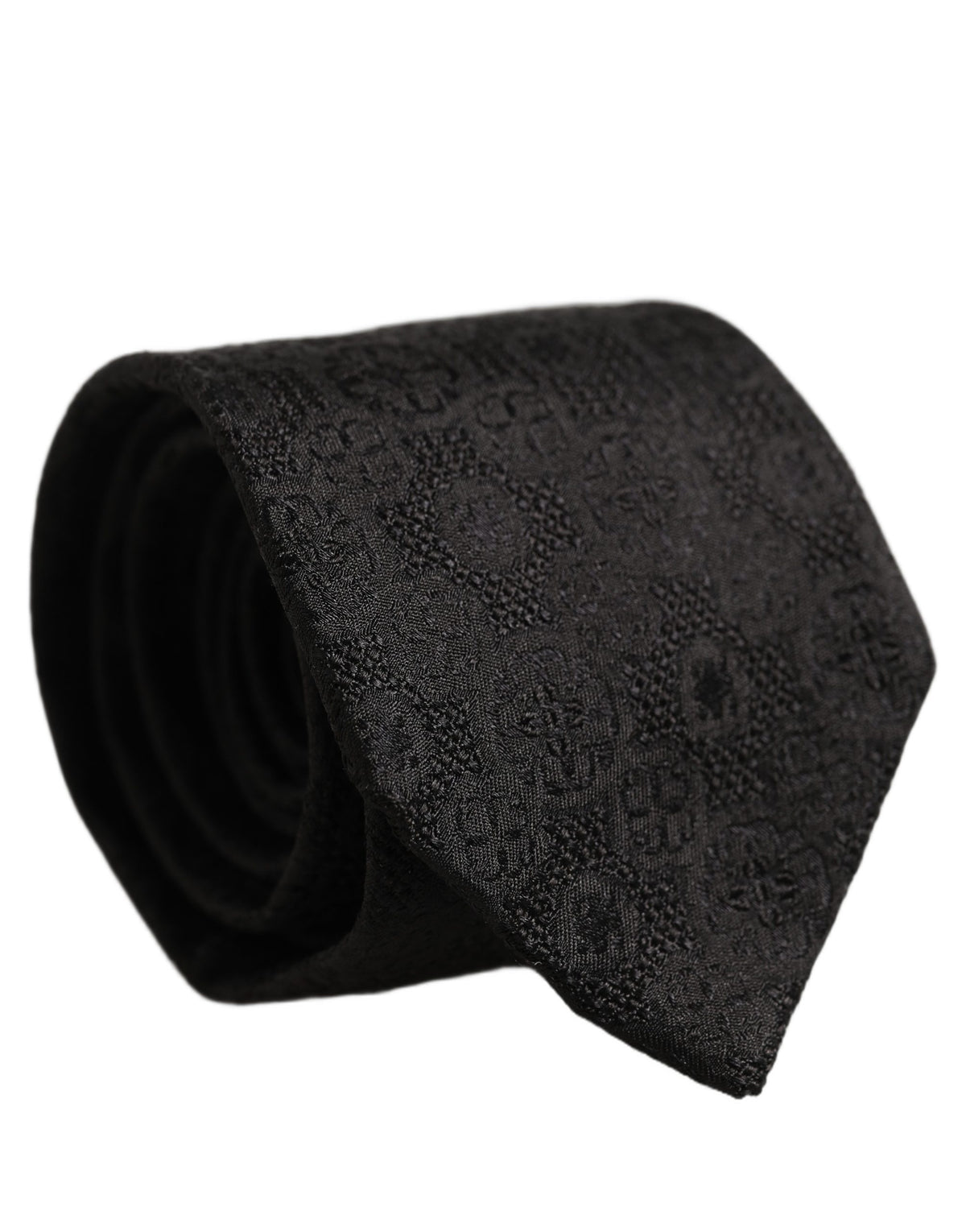 Men Black Silk Geometric Adjustable Tied Necktie Tie