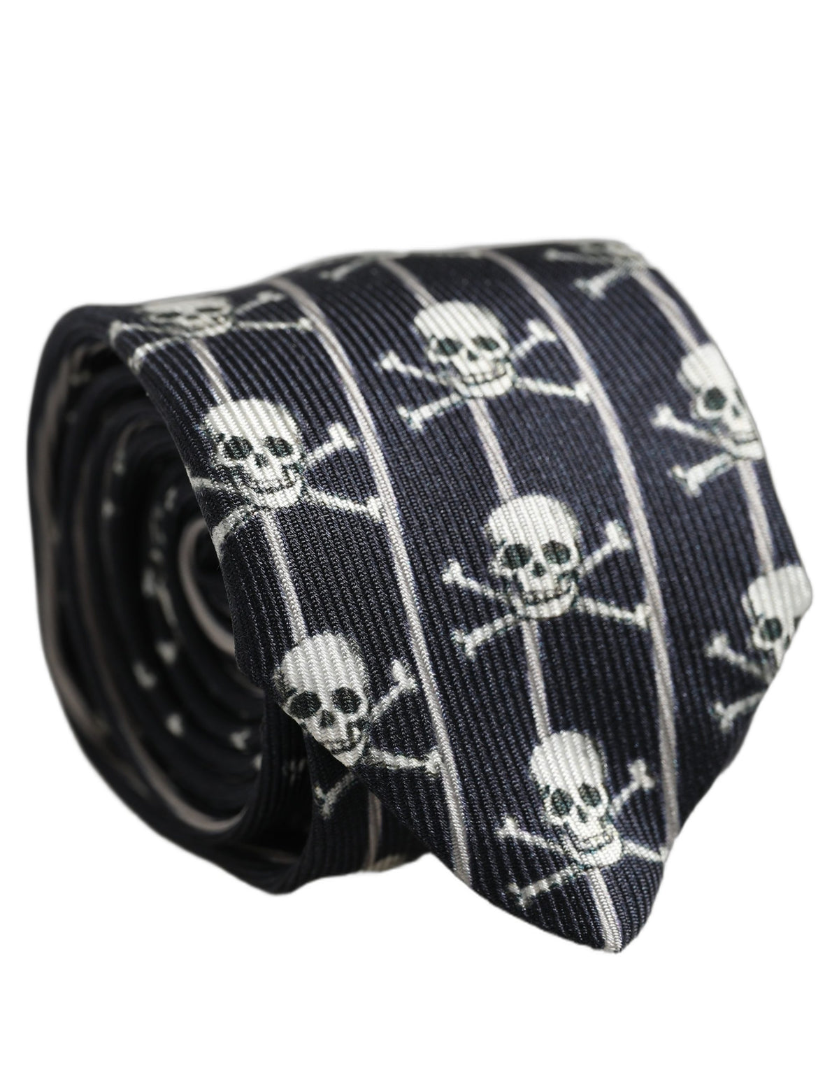 Men Black Silk Skull Fantasy Adjustable Tied Necktie Tie