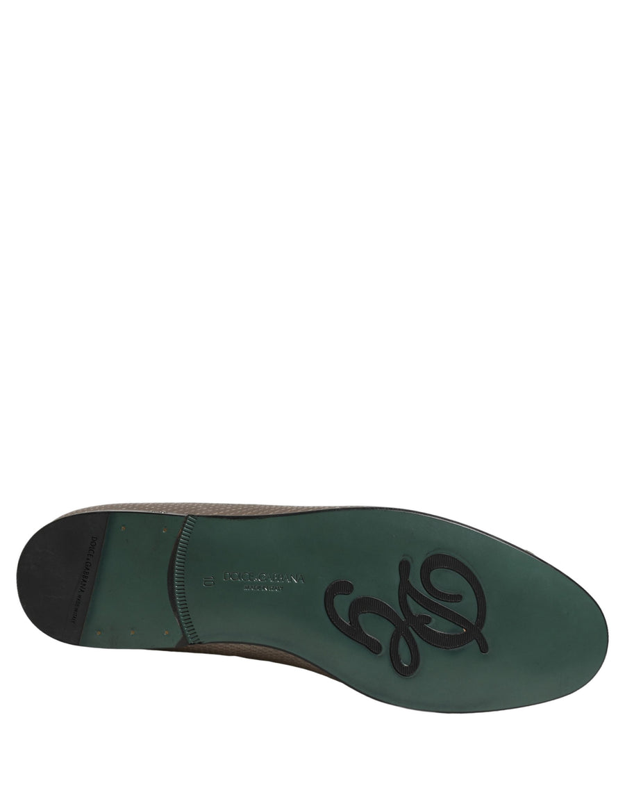 Silver Leather Logo Slip On Loafers Shoes