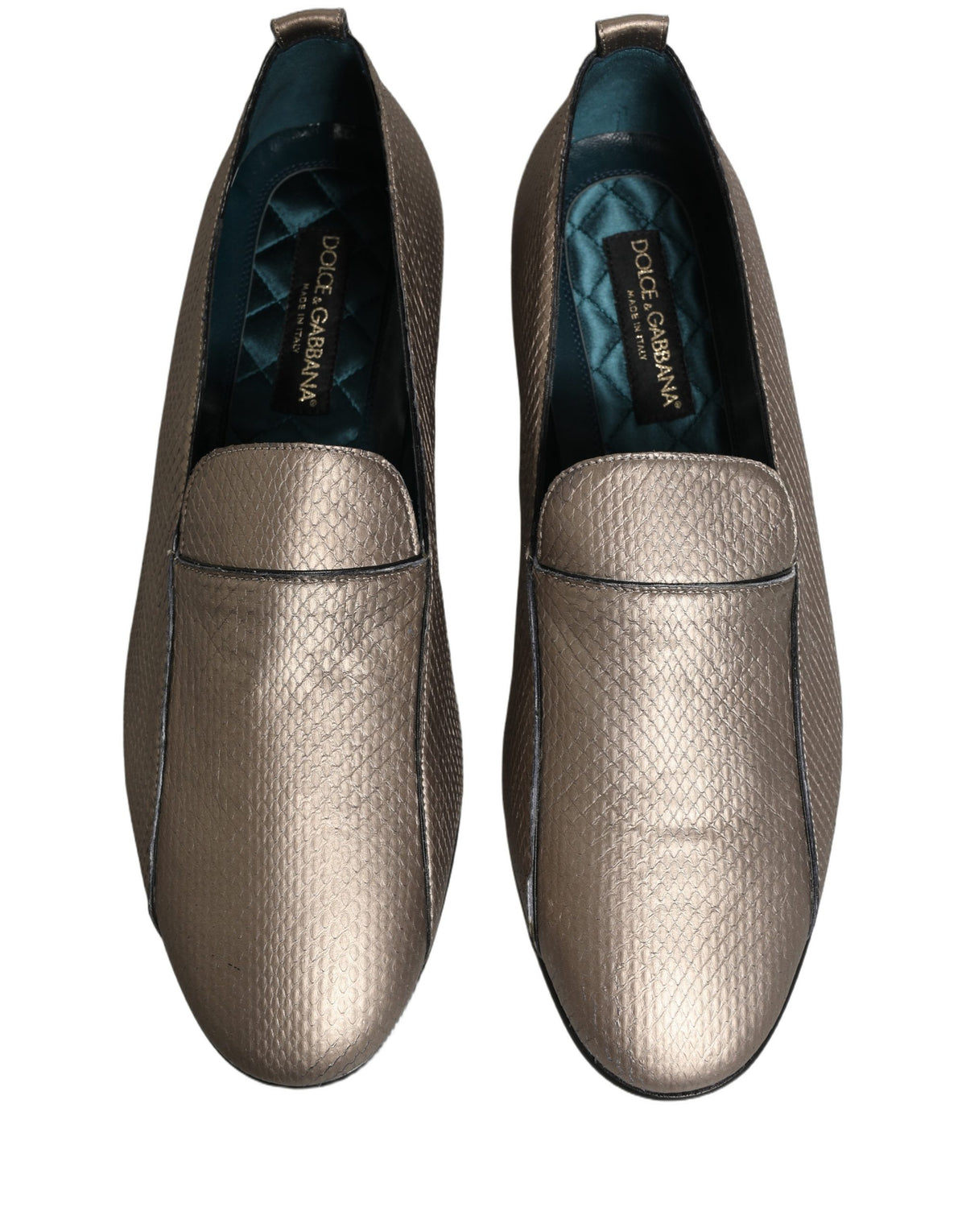 Silver Leather Logo Slip On Loafers Shoes