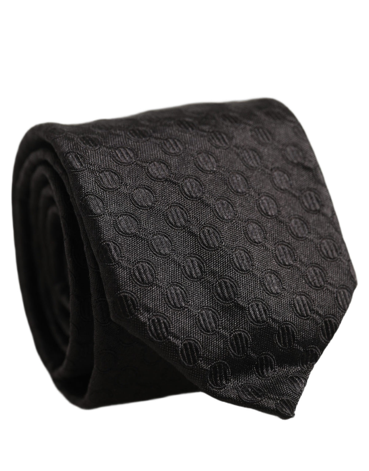 Men Black Silk Geometric Adjustable Tied Necktie Tie