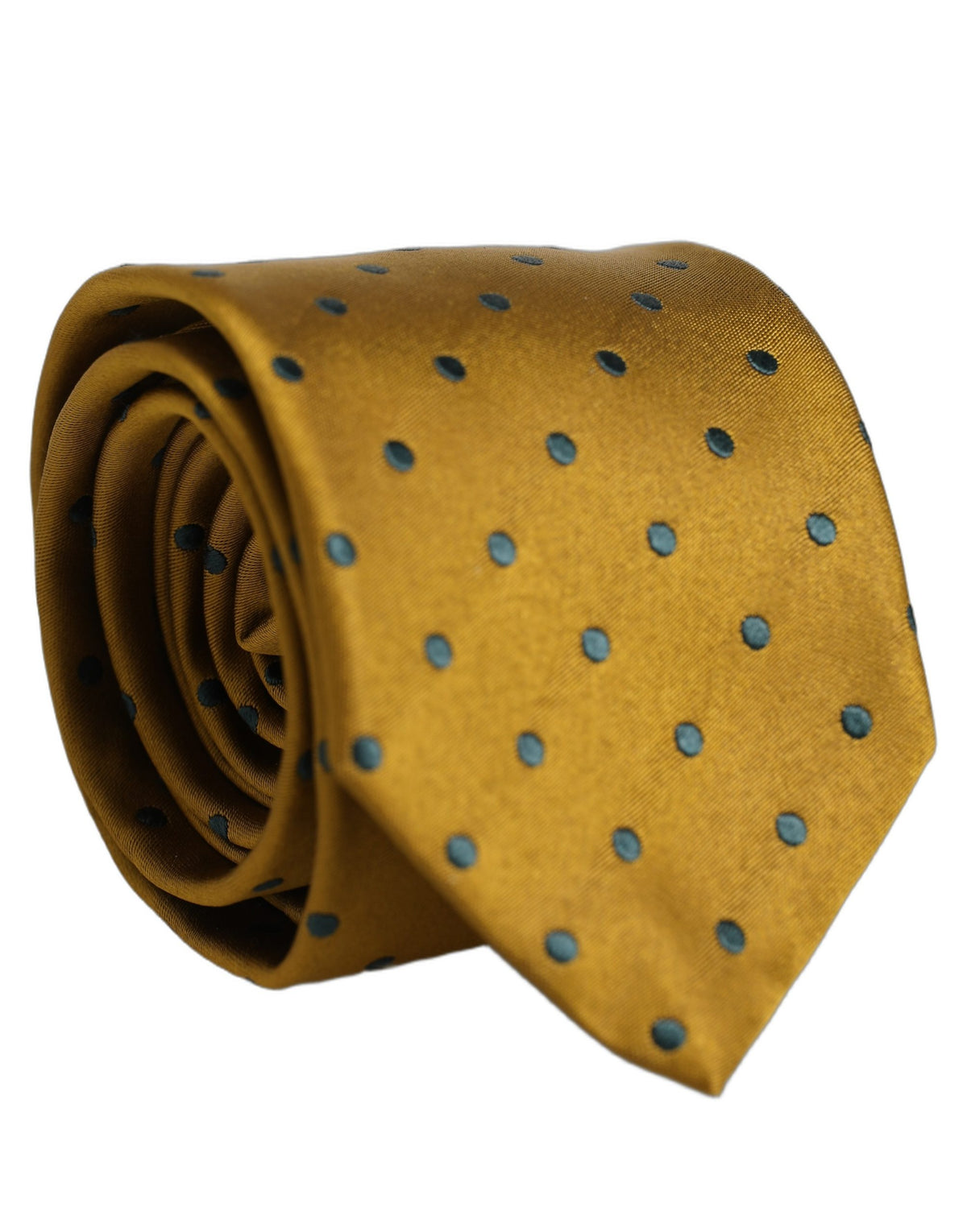 Men Mustard Silk Polka Dot Adjustable Tied Necktie Tie
