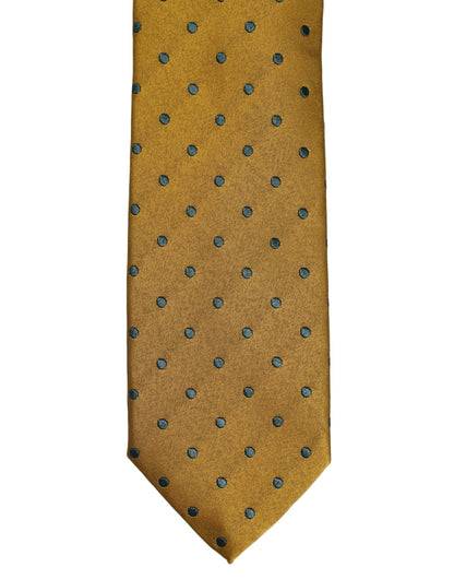 Men Mustard Silk Polka Dot Adjustable Tied Necktie Tie
