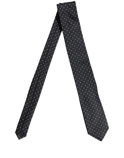 Dark Blue Silk Polka Dot Adjustable Tied Men Necktie Tie