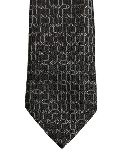Dark Gray Silk DG Monogram Adjustable Tied Necktie Tie