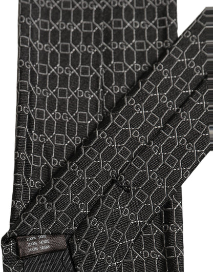 Dark Gray Silk DG Monogram Adjustable Tied Necktie Tie