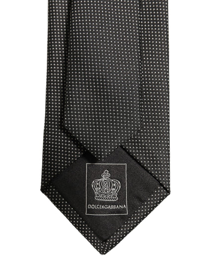 Black Silk Micro Polka Dot Adjustable Tied Necktie Tie