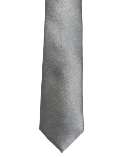 Gray Satin 100% Silk Adjustable Tied Men Necktie Tie