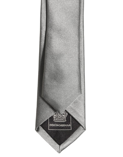 Gray Satin 100% Silk Adjustable Tied Men Necktie Tie