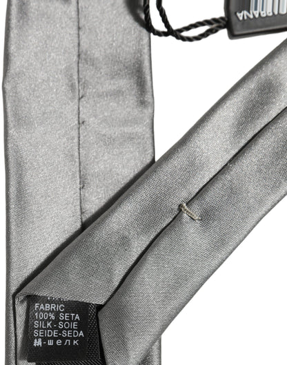 Gray Satin 100% Silk Adjustable Tied Men Necktie Tie