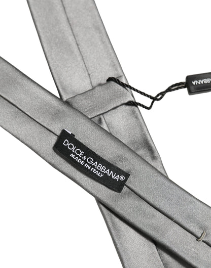 Gray Satin 100% Silk Adjustable Tied Men Necktie Tie