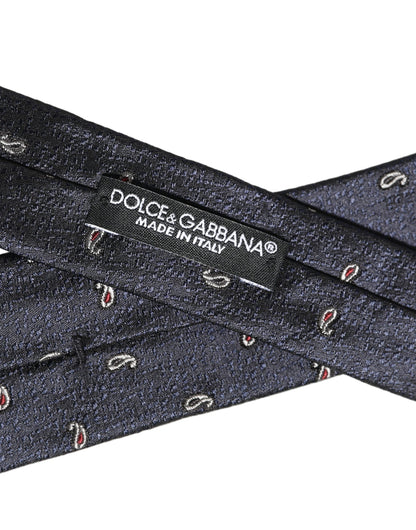 Dark Blue Silk Paisley Adjustable Tied Men Necktie Tie