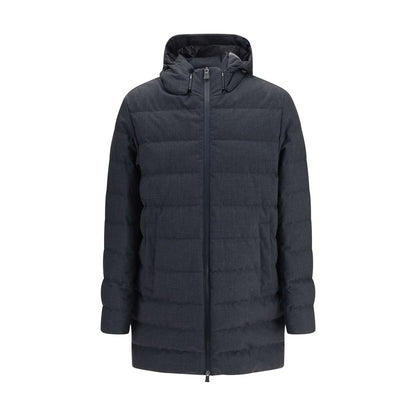 Gray Polyester Full-Length Jacket