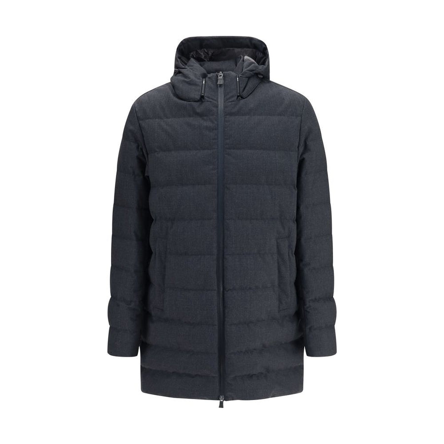Gray Polyester Full-Length Jacket