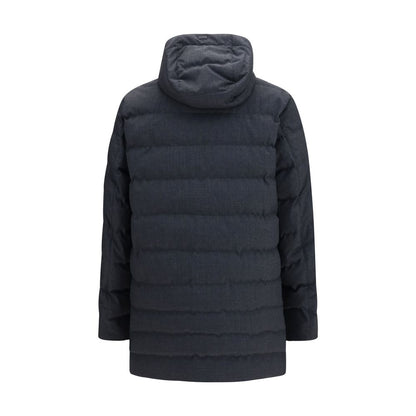 Gray Polyester Full-Length Jacket