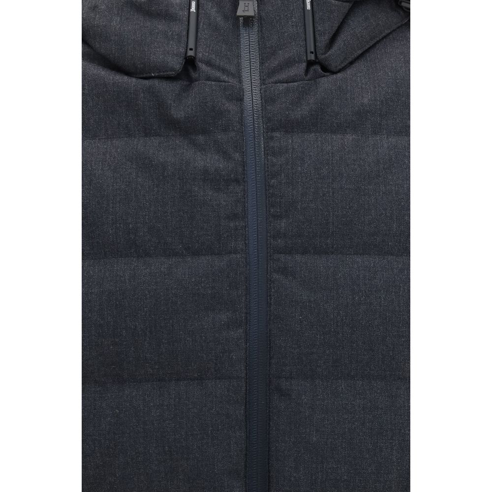 Gray Polyester Full-Length Jacket