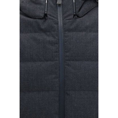 Gray Polyester Full-Length Jacket